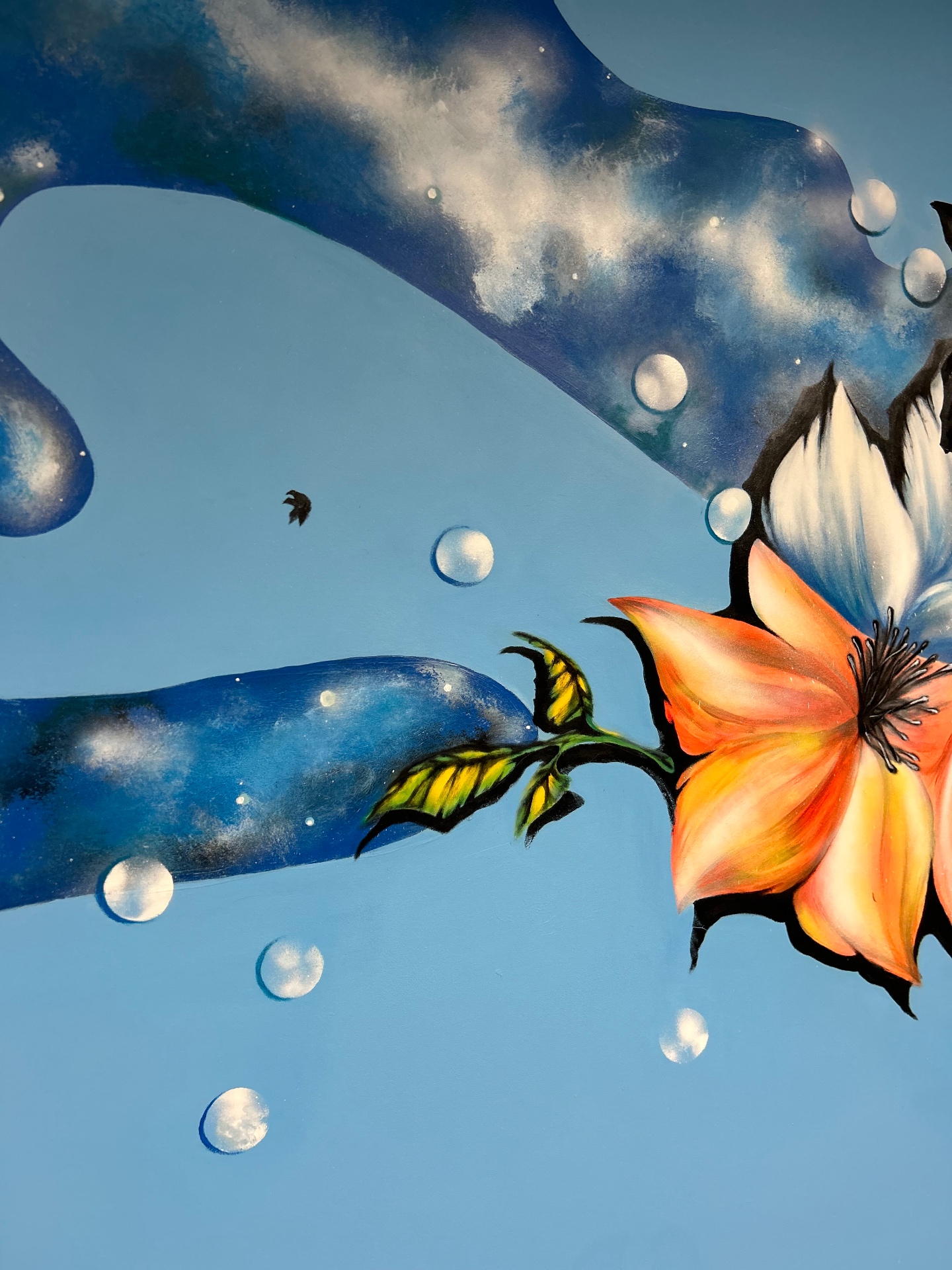 Floral mural · flower against sky