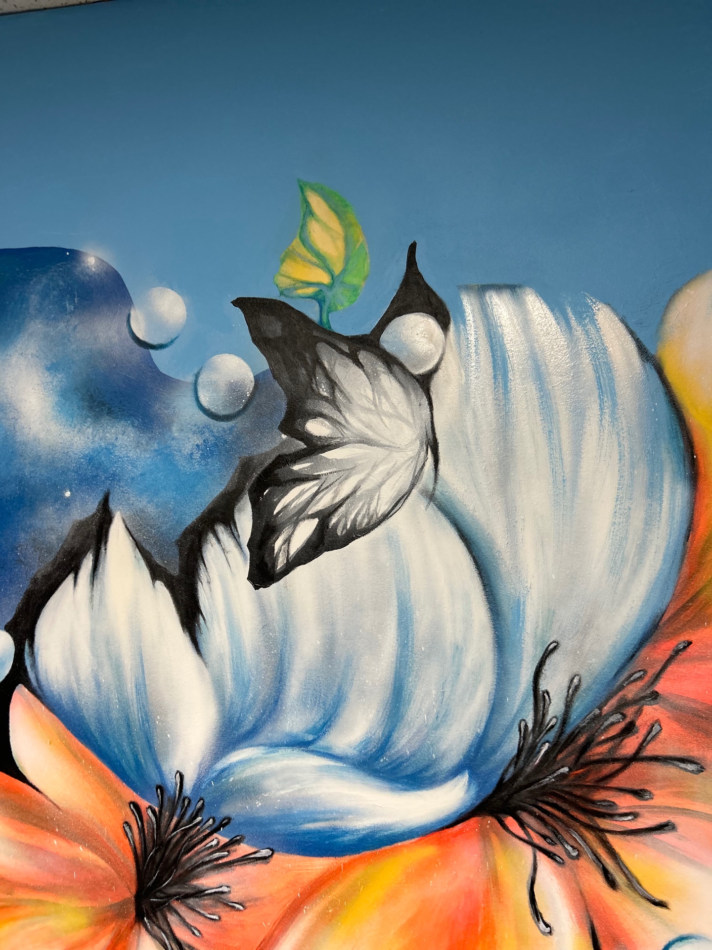 Floral mural · lotus and butterfly
