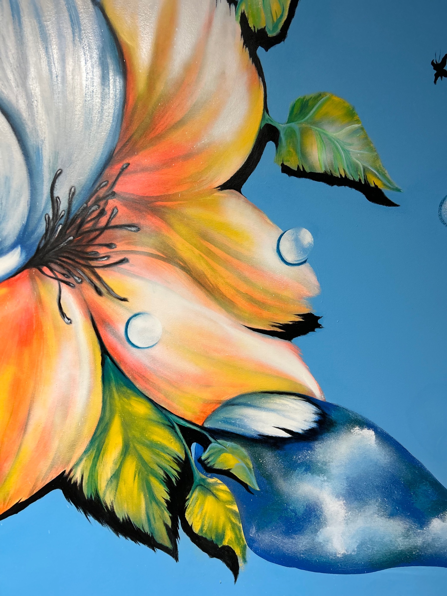 Floral mural · petals and dewdrops
