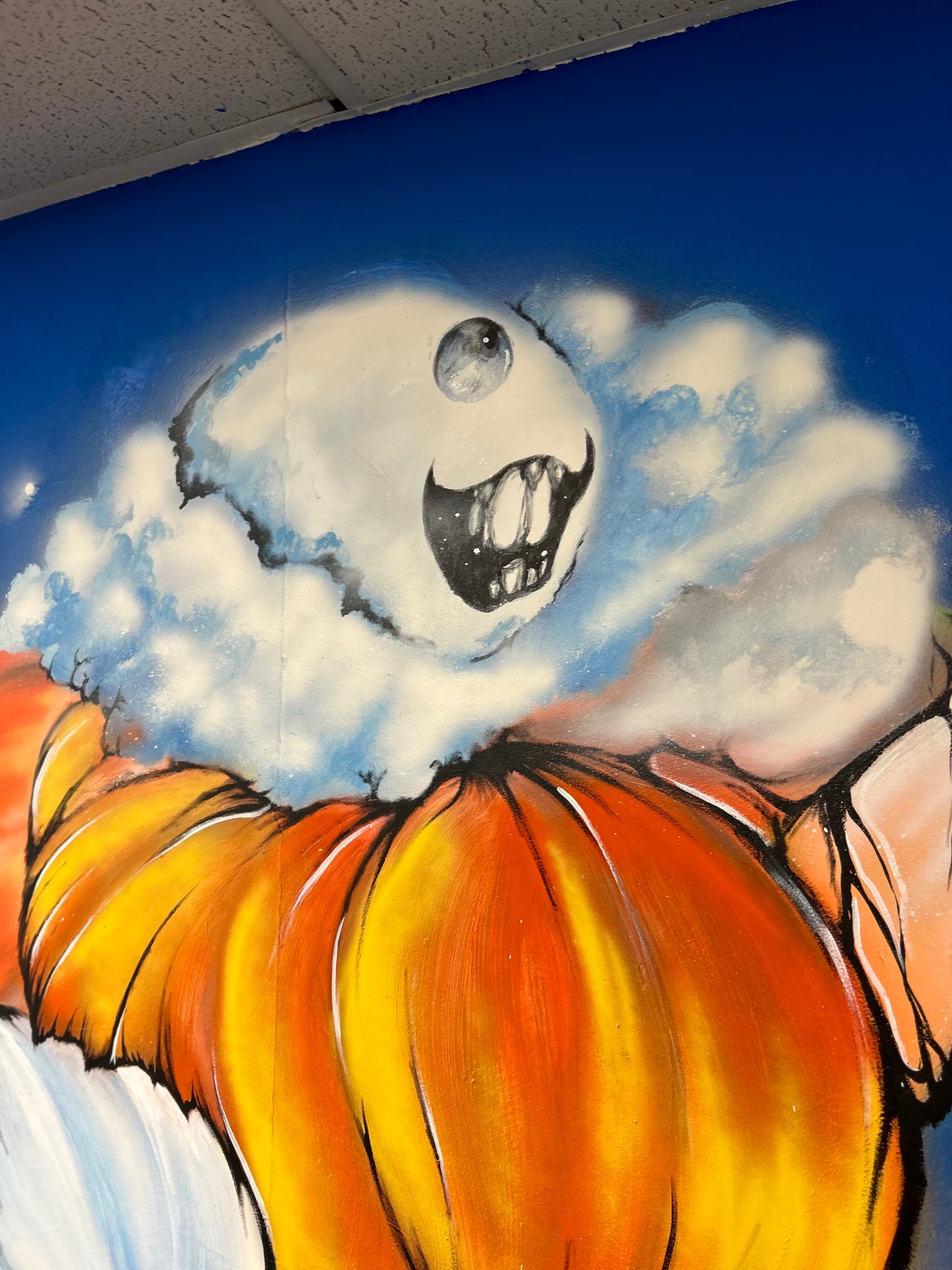 Orange flower mural detail